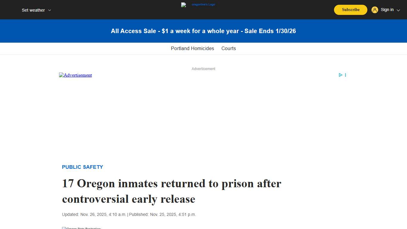 17 Oregon inmates returned to prison after controversial early release - oregonlive.com